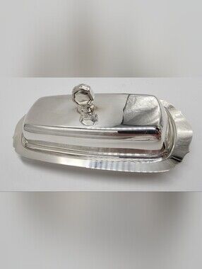 Wallace Amesbury Stainless Steel & Glass Vintage 3 Piece Butter Dish
